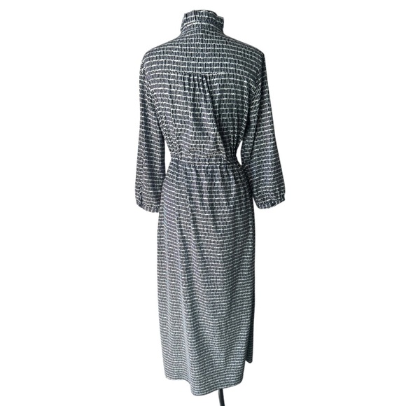 Banana Republic Print 3/4 Sleeve Smocked Maxi Shirt Dress Size 14 - Picture 4 of 6